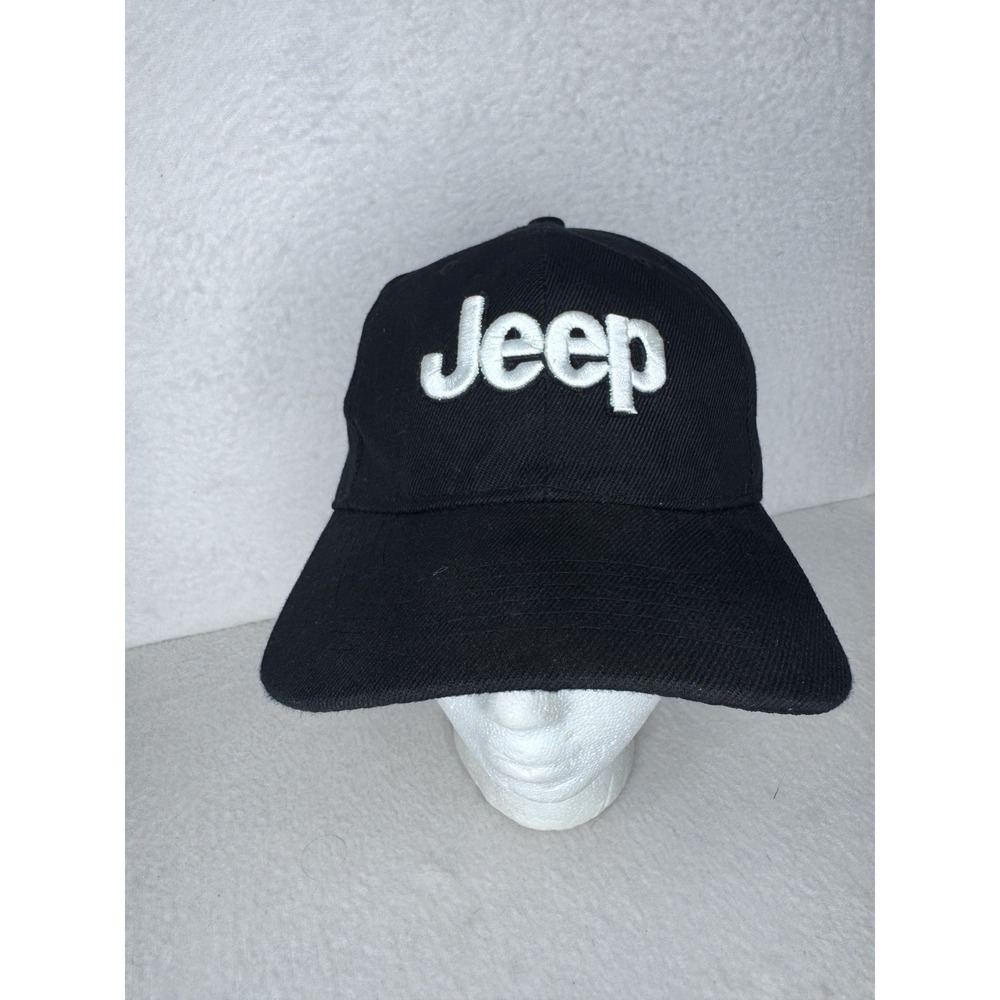 Jeep Adult Black With White Logo Cap One Size Unisex Adjustable